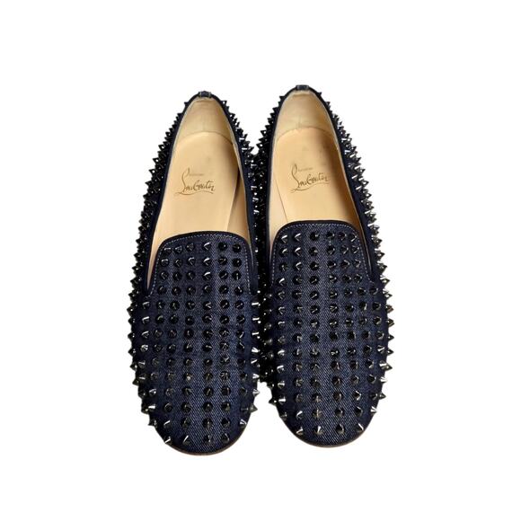 Christian Louboutin Rollerball Navy Blue Denim Spike Flats Loafers main image 10